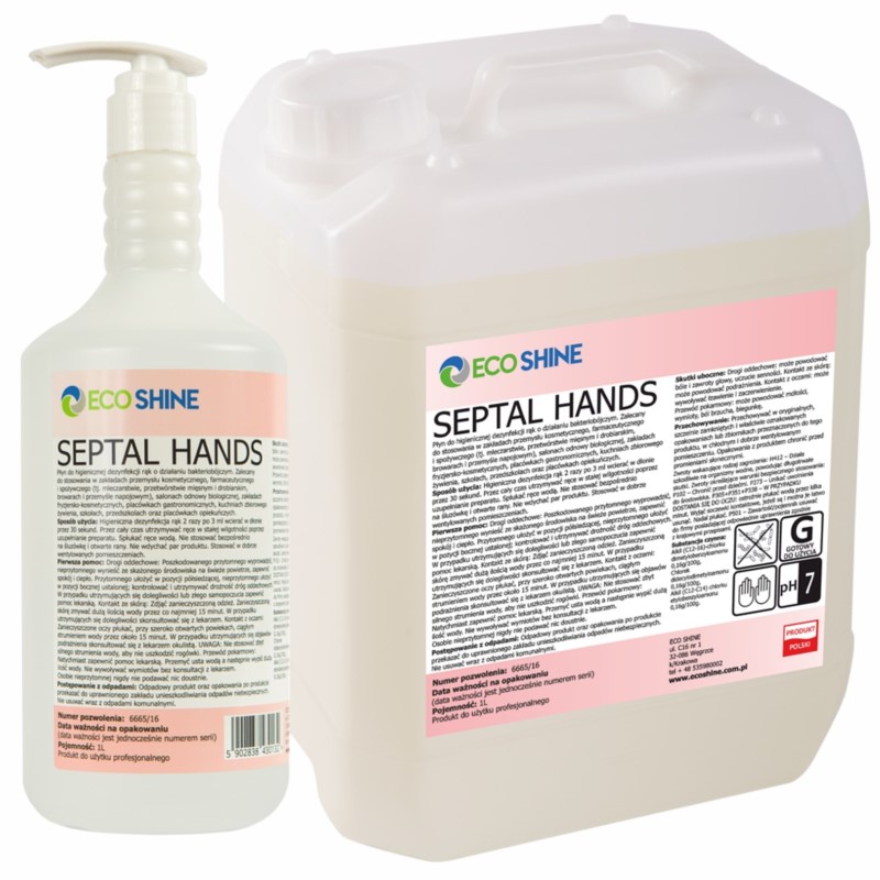 SEPTAL HANDS 5L Bezalkoholowy płyn do higienicznej dezynfekcji rąk (bez pompki)