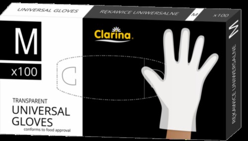 Rękawice polimerowe XL CLARINA, TRANSPARENTNE 100szt/op.